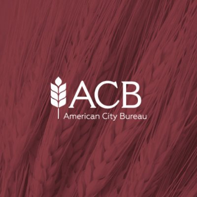 The logo for American City Bureau, featuring the letters 'ACB' on next to a stylized wheat stalk.